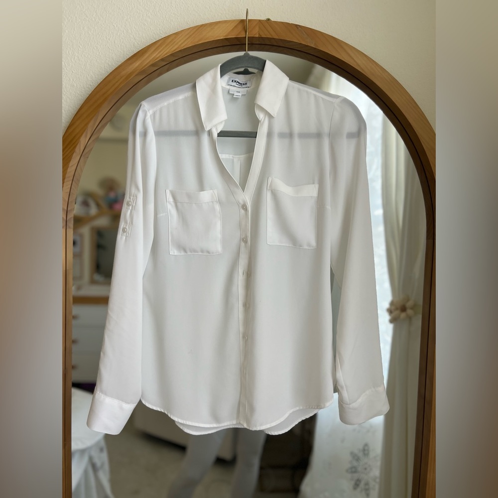 Express Dress Shirt Blouse White Small